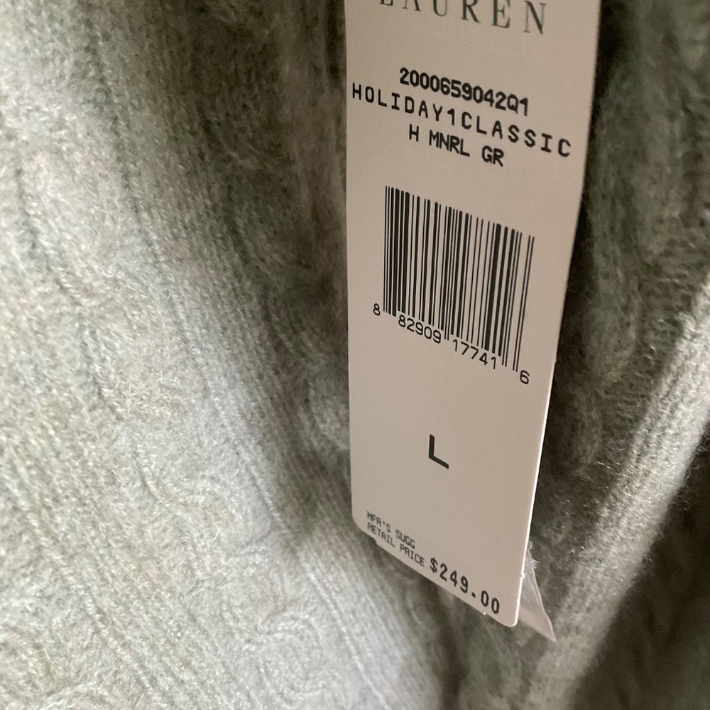 Ralph Lauren Sage Green 100% cashmere Cardigan Sweater, size L - Picture 2 of 4